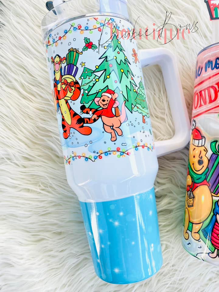 Christmas Pooh 40oz Tumbler with handle