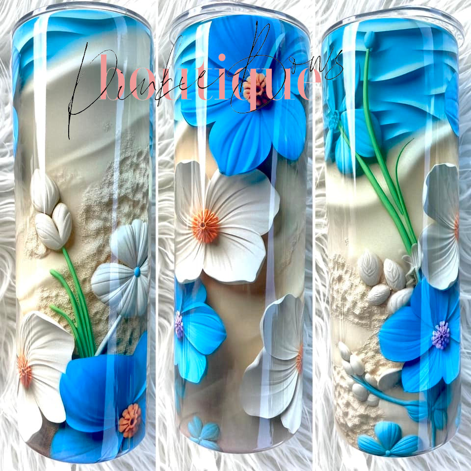 3d/Island Flower Tumbler/Beach Tumbler/Sublimated Tumbler/Coffee Tumbler