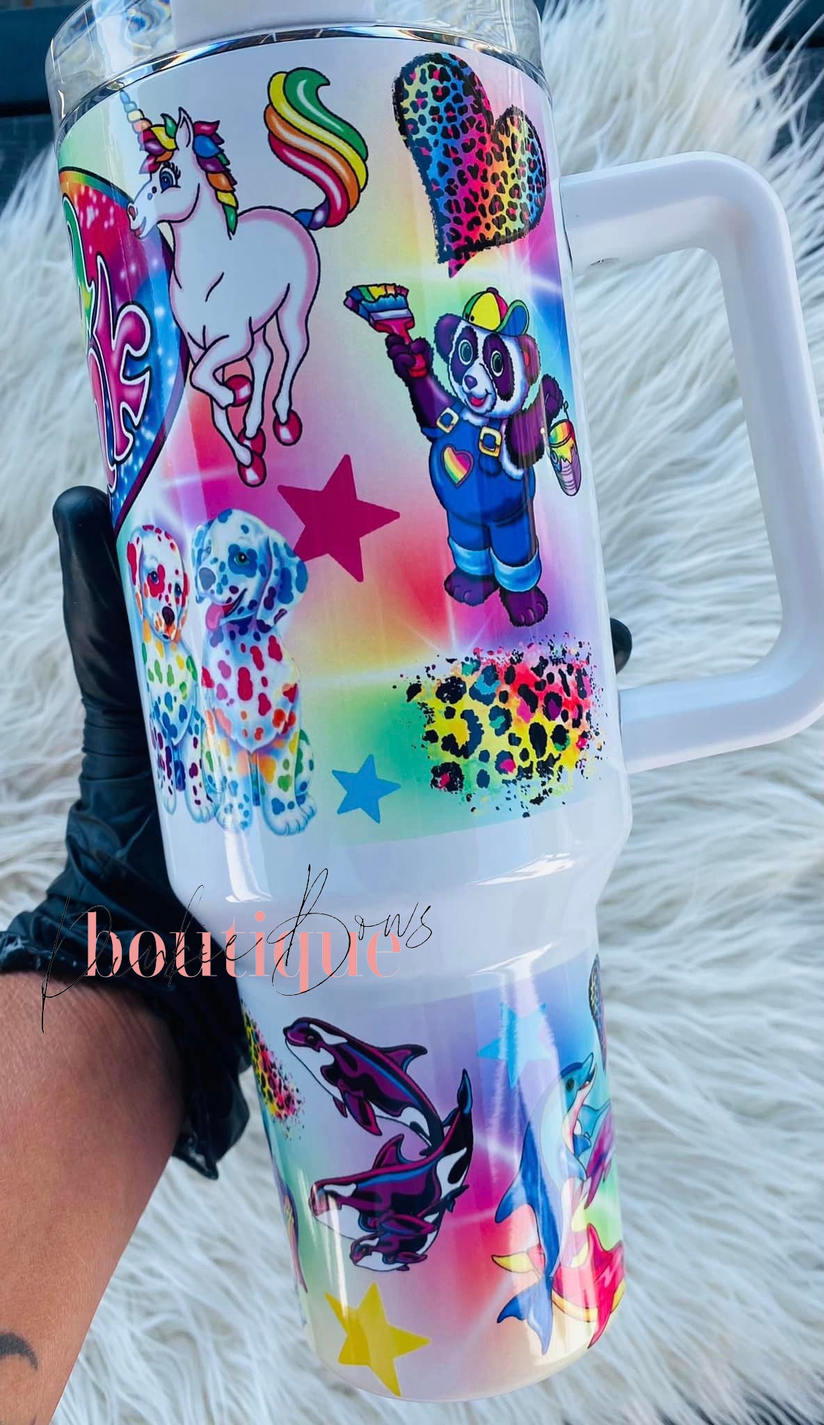 80s Tiger Style/40oz Tumbler with handle/Sublimated Tumbler