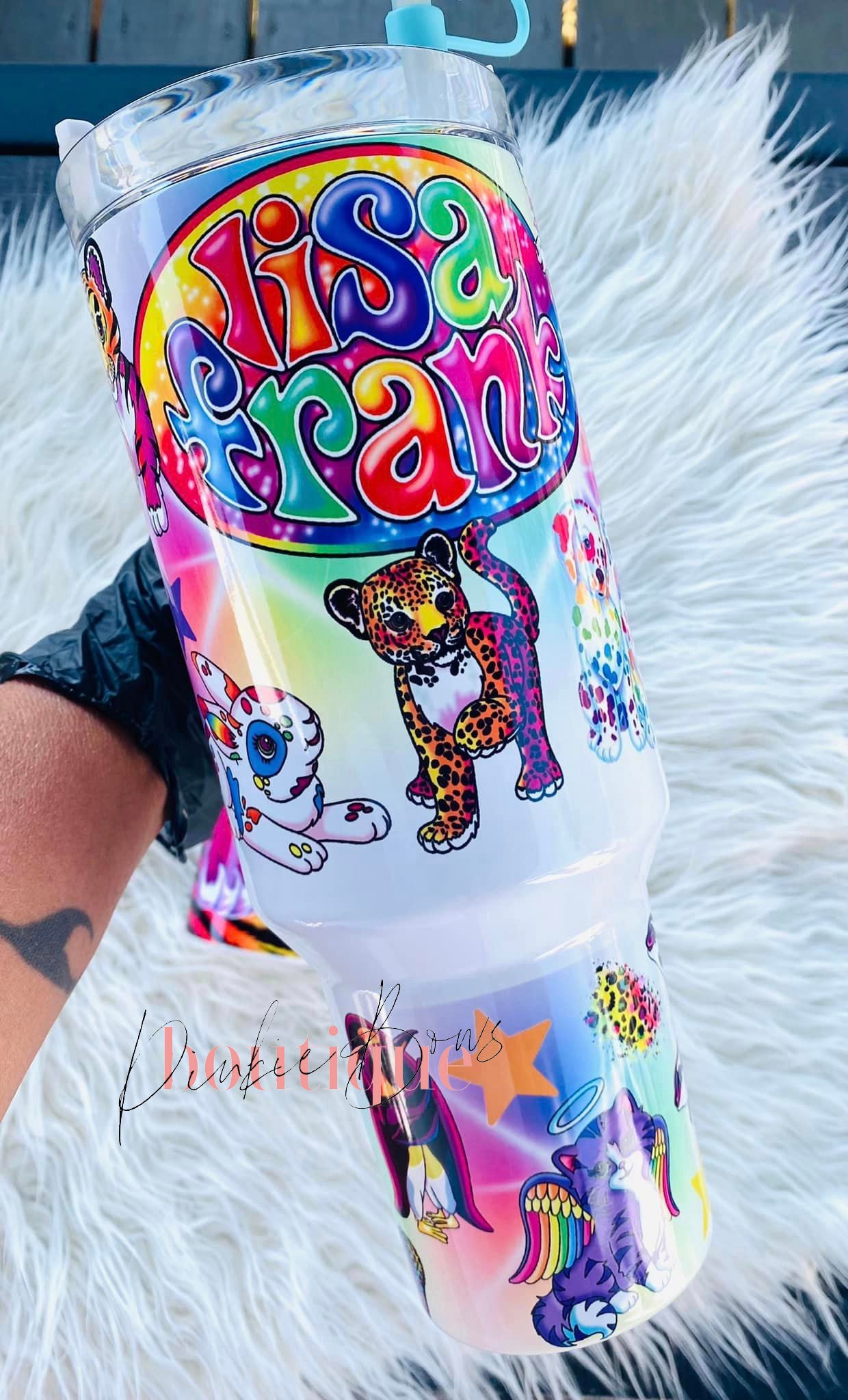 80s Tiger Style/40oz Tumbler with handle/Sublimated Tumbler