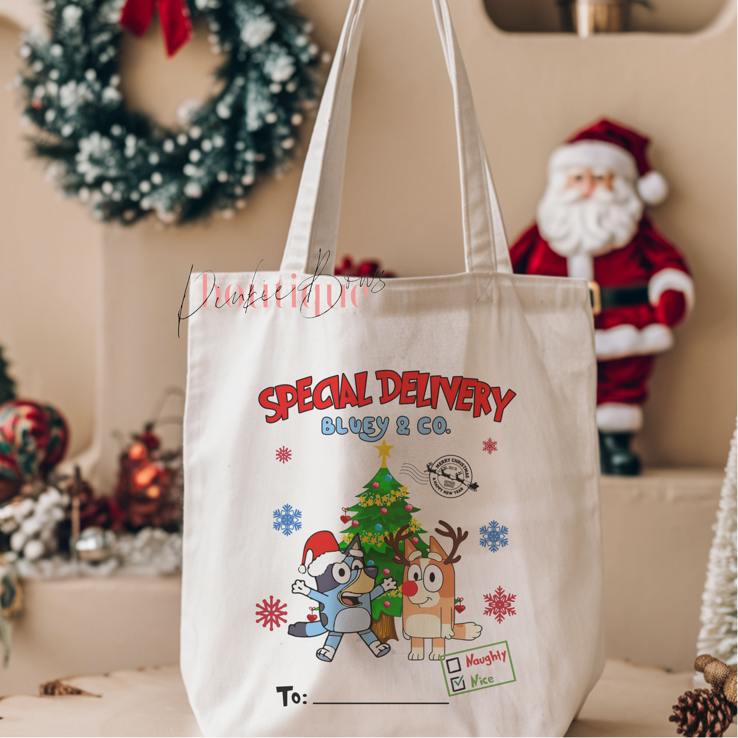 Christmas Gift Tote Bag/Christmas Sack/Gift Idea/Christmas Character